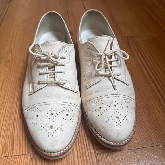 Lanvin vintage white leather lace oxford shoes SIZE 25.5/9.5 - Picture 8 of 8